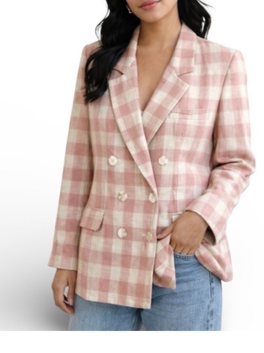 Vintage 80’s JH collectibles plaid pink blazer jacket